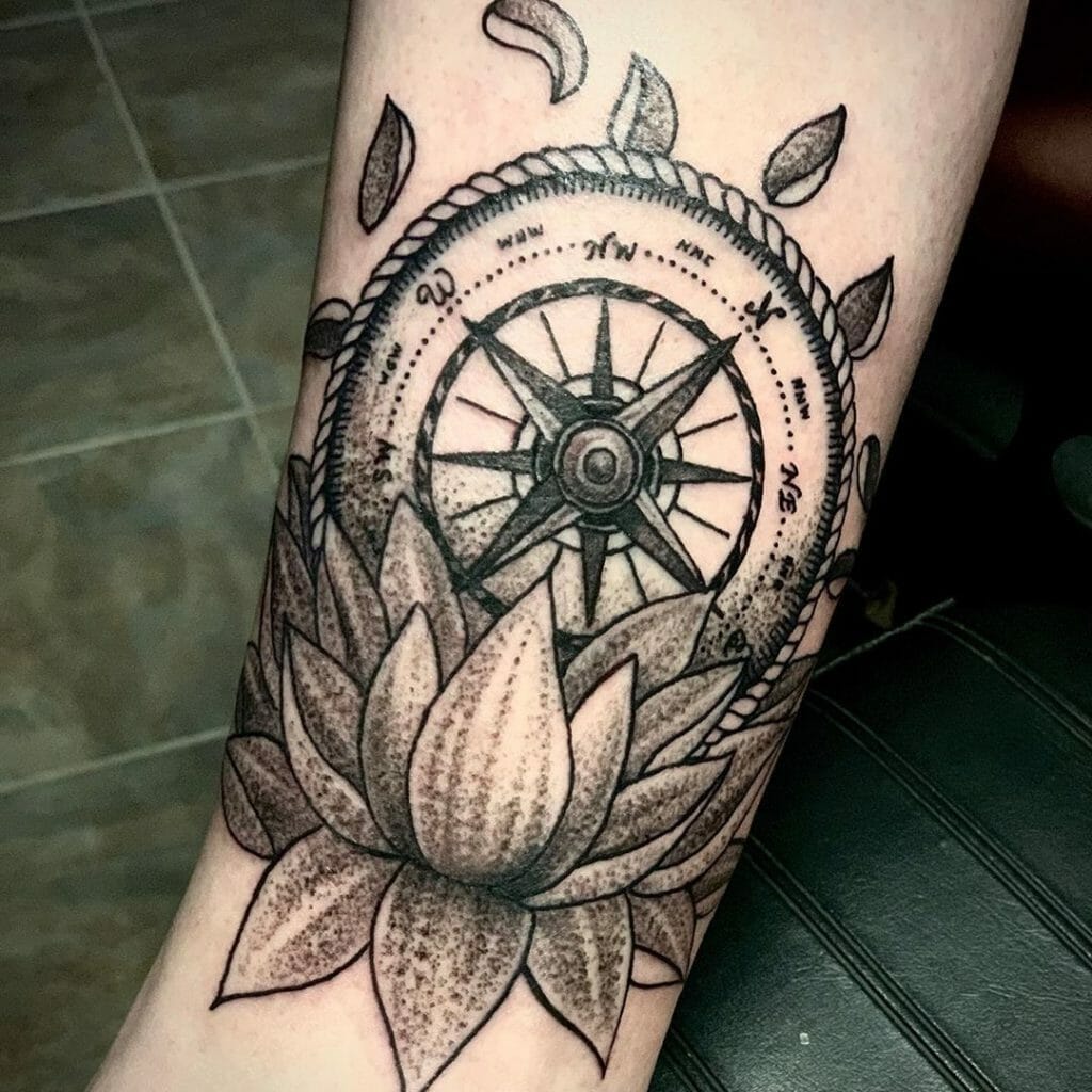 The Black Lotus Tattoo With Compass Outsons