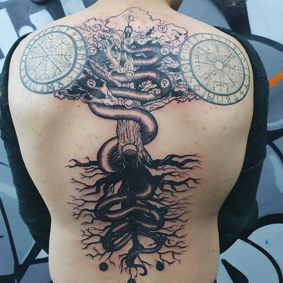 Yggdrasil Tattoo Design Over Back Outsons