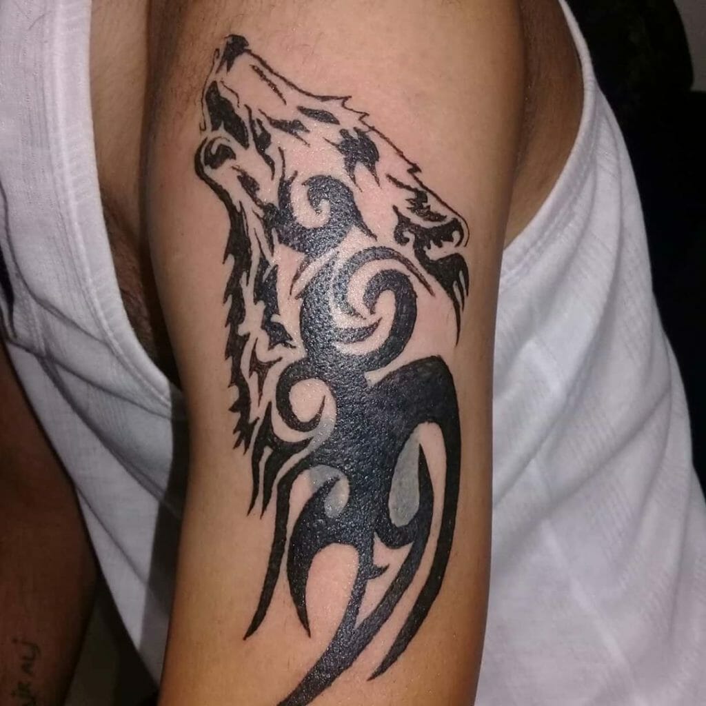 tribal wolf tattoo