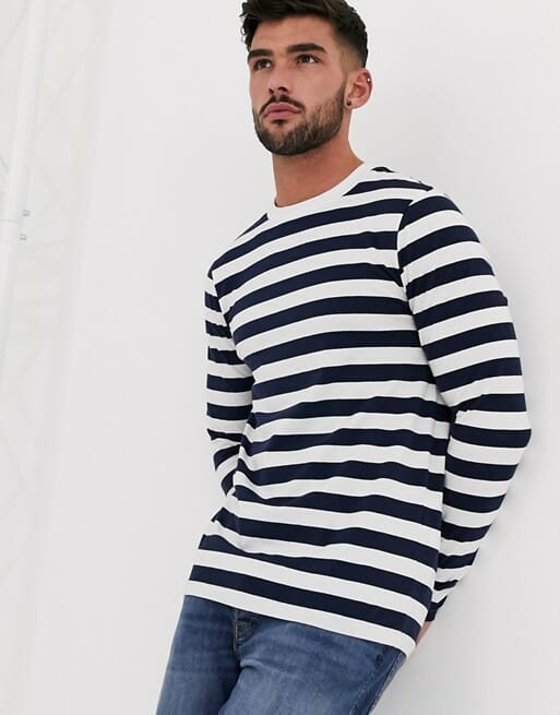ASOS DESIGN long sleeve skinny striped t-shirt in organic cotton