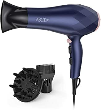 Abody Professional Hair Dryer, 2200W Negative Ion Blow Dryer 2 Speed And 3 Heat Setting, Quick Dry Light Weight Low Noise Hair Dryers With Diffuser & Concentrator & Comb (Blue)