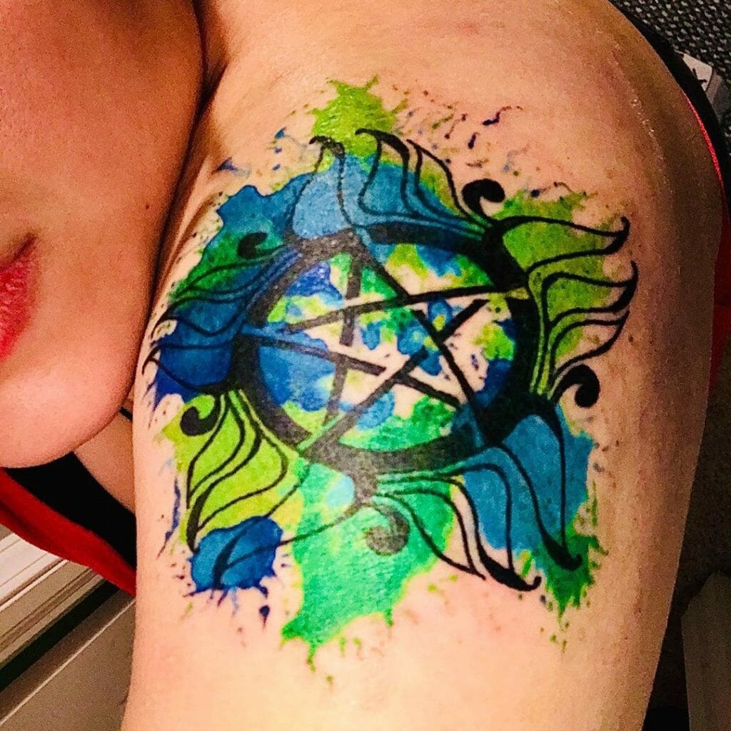 Anti Possession Symbol Colorful Tattoo
