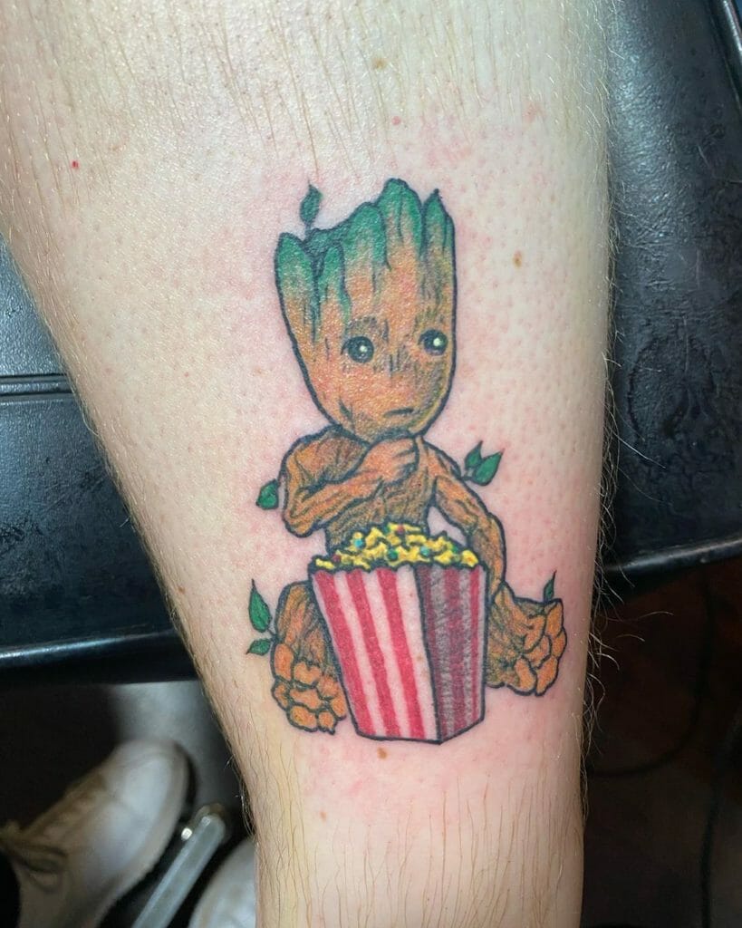 Baby Groot Having Fun Tattoo