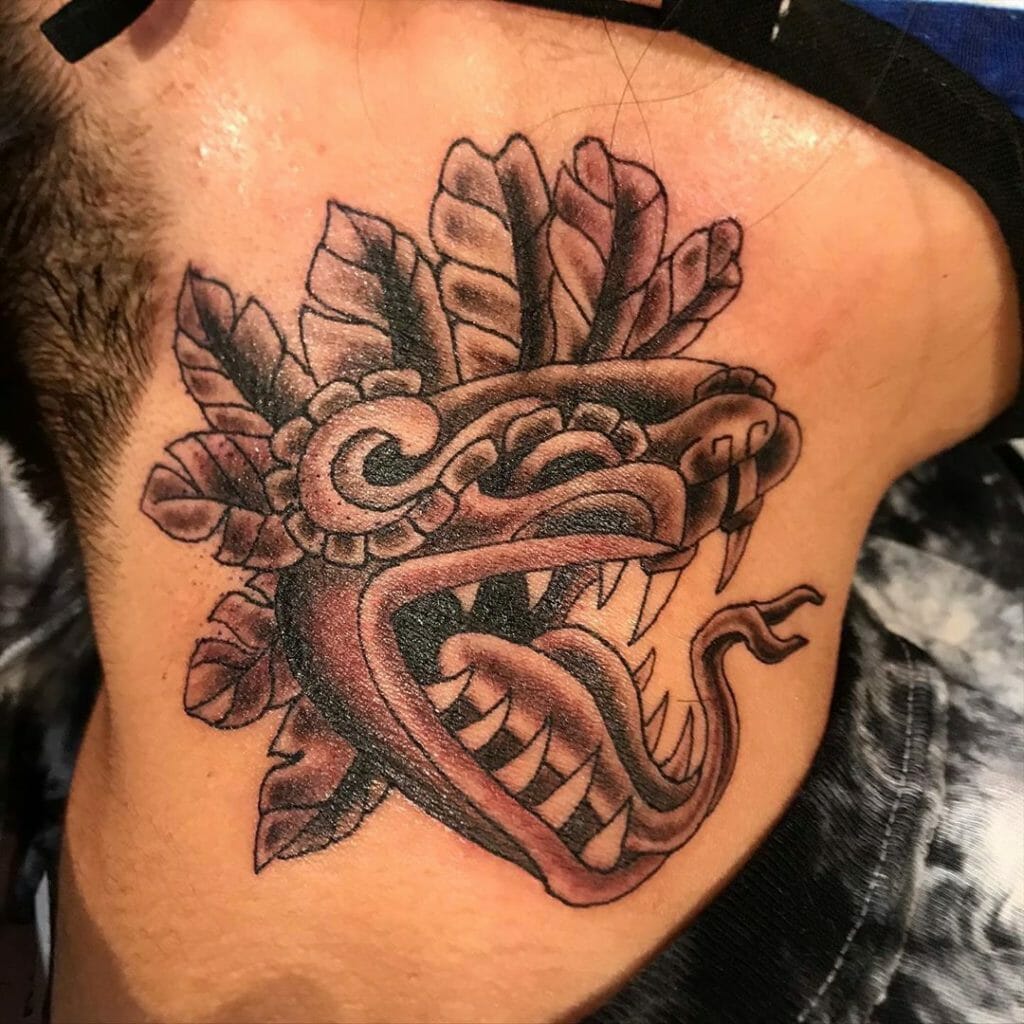 Big Neck Aztec Tattoo Design 