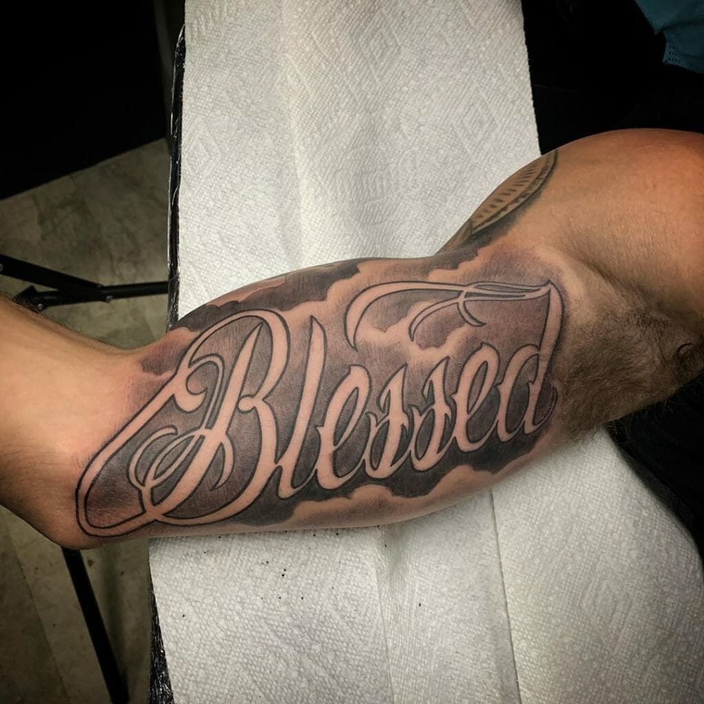 Black And Gray Blessing Tattoo
