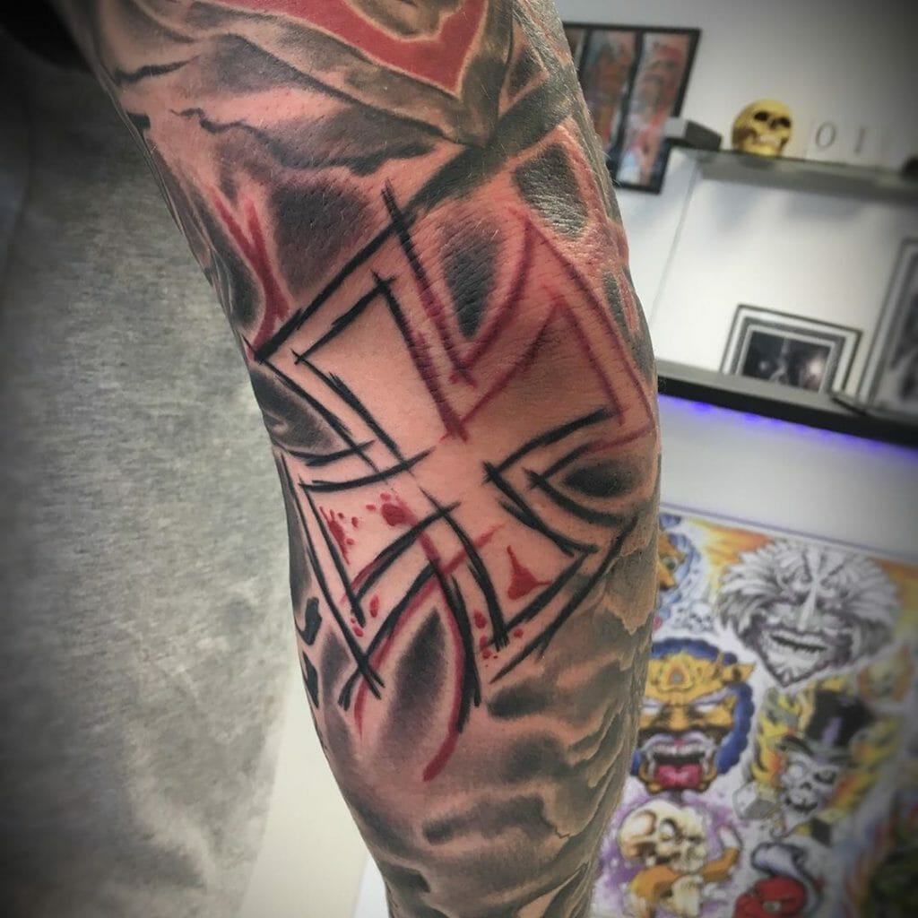 Black And Red Messy Tattoo