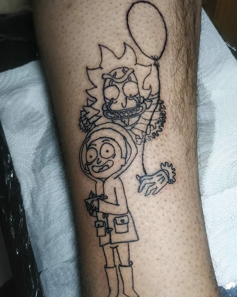 Black Ink Simple Rick And Morty Tattoo Design