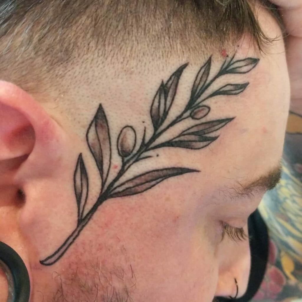 Black Men Face Greek Olive Branch Tattoo