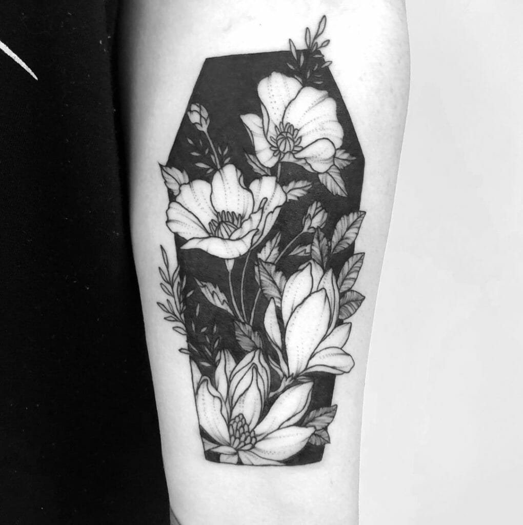 Black and White Magnolia Tattoo Outsons