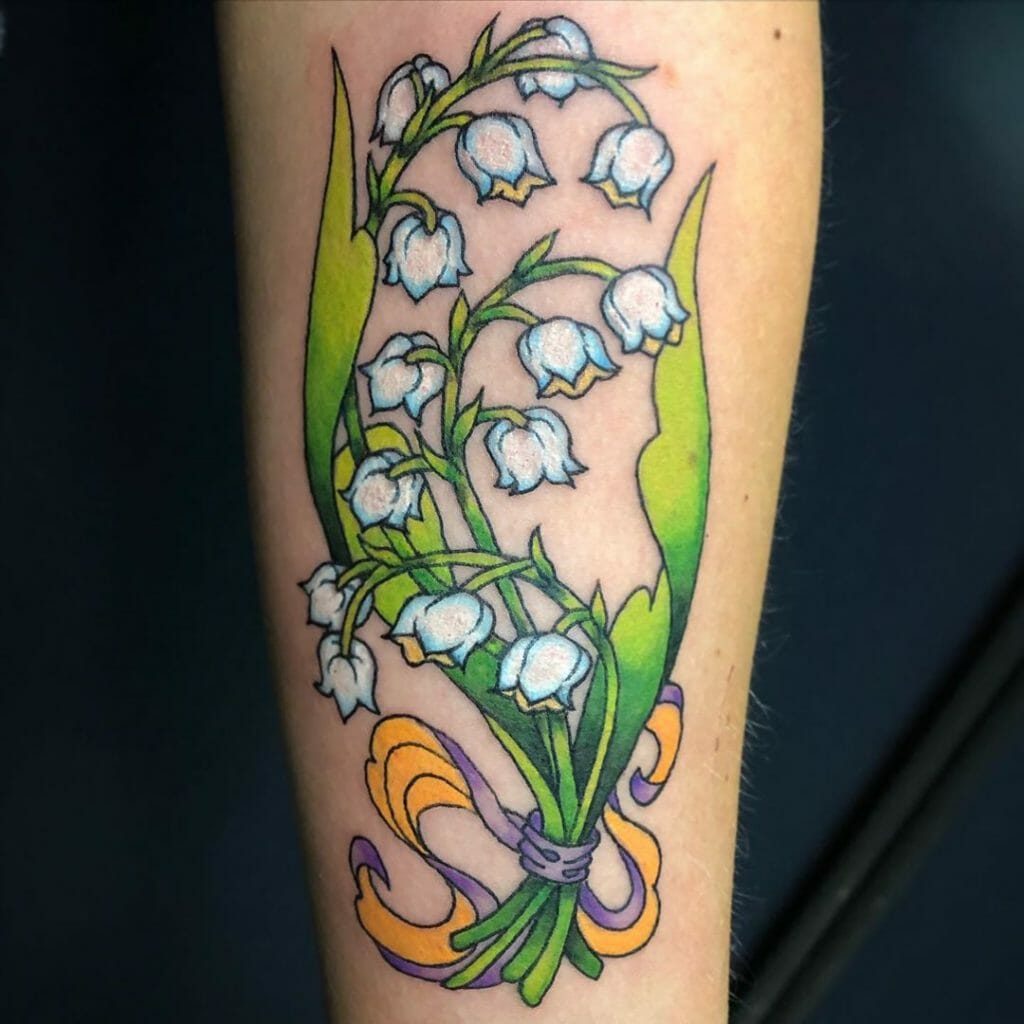 Bright And Colorful Lily Of The Valley Tattoos
