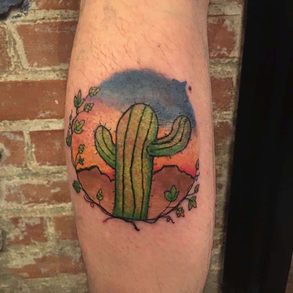 Cactus In Desert Tattoo