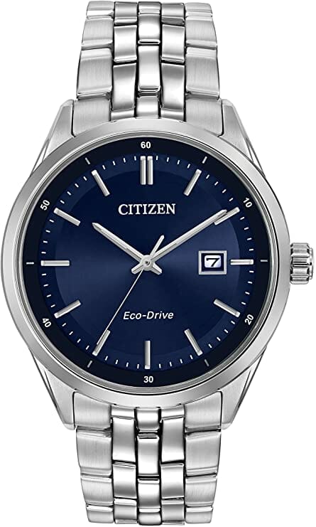 Citizen Watch men's quartz Watch with blue Dial analogue Display and silver stainless steel Bracelet BM7251-53L