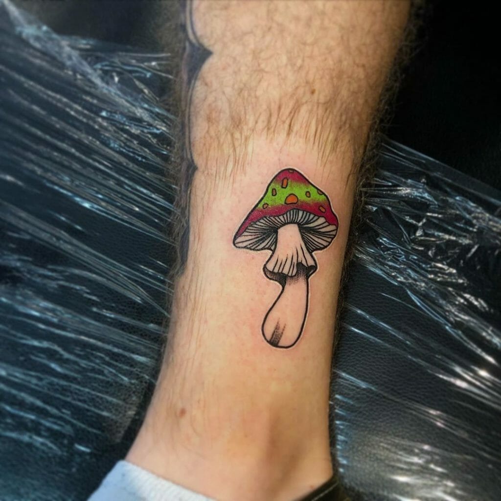Colorful Small Mushroom Tattoos