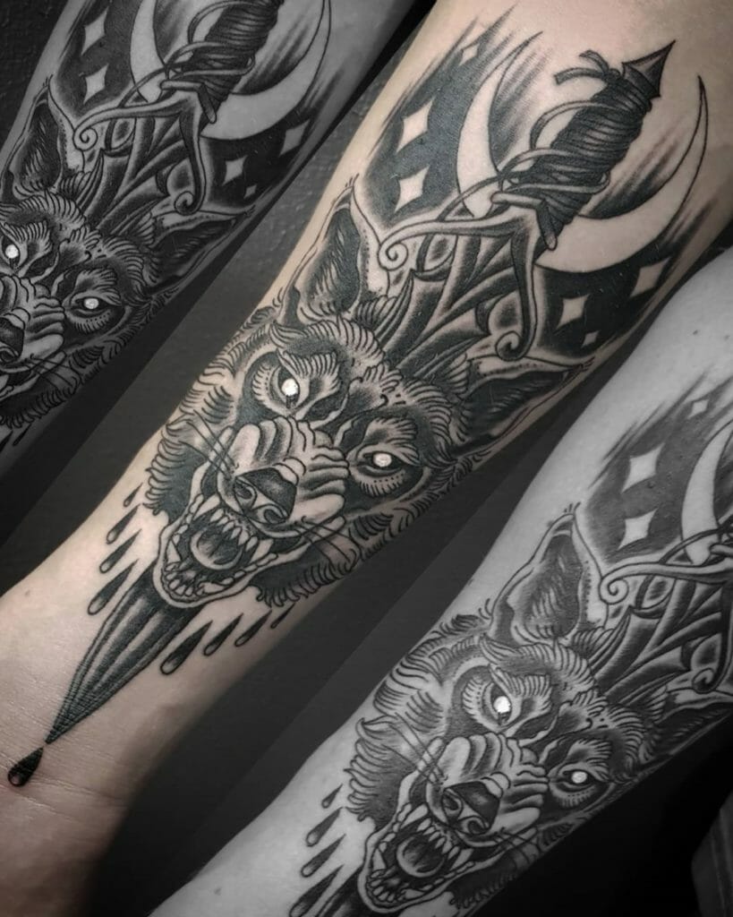 Dagger Wolf Tattoo