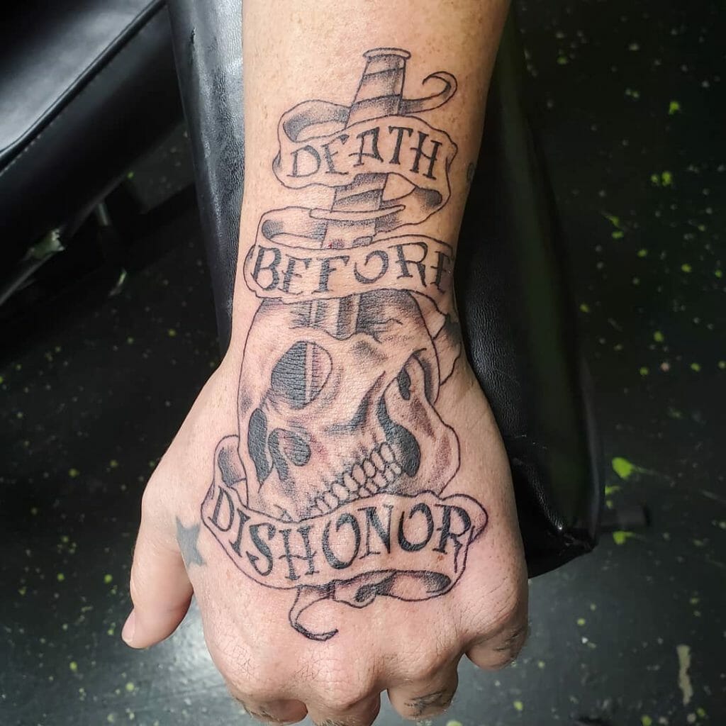 Death Before Dishonor Hand Tattoo