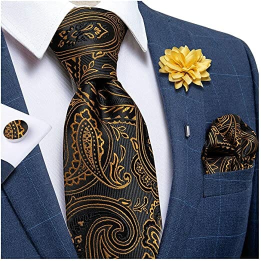 DiBanGu Men's Silk Tie Handkerchief Woven Necktie Pocket Square