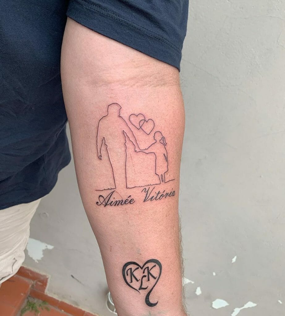 Father And Child With Names Tattoo