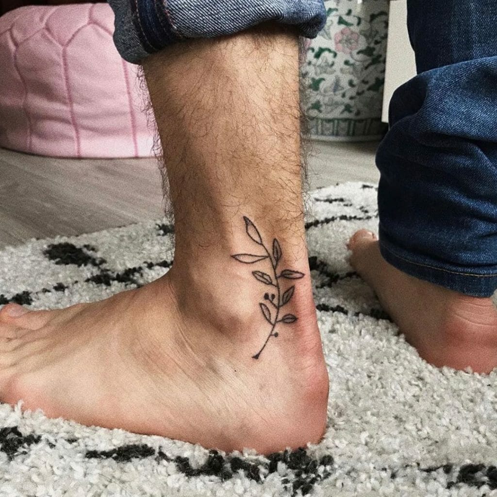 Foot Ankle Olive Branch Tattoo Small
