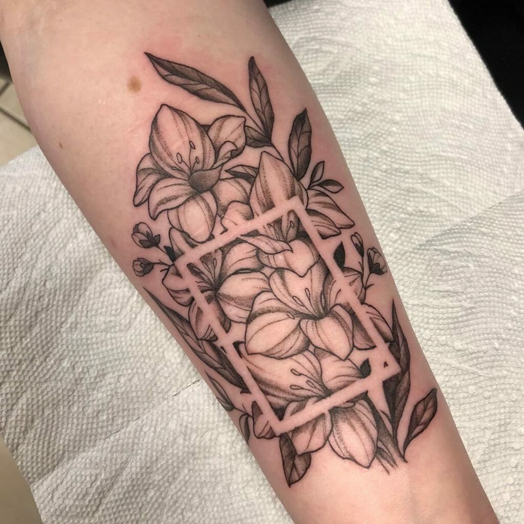 Gladiolus Flowers Reverse Frame Tattoo