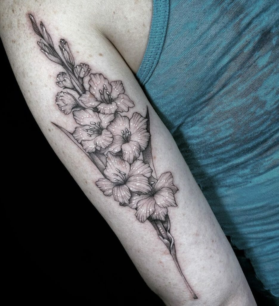 Gladiolus Tattoo Black and White