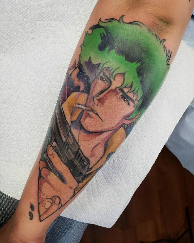 Green Haired Spike Tattoo