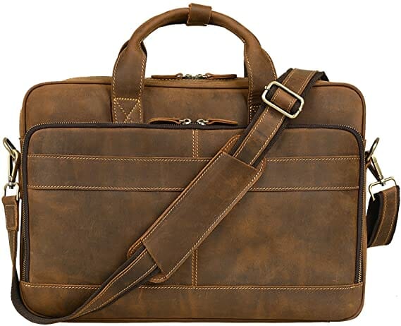 Jack&Chris Men's Genuine Leather Briefcase