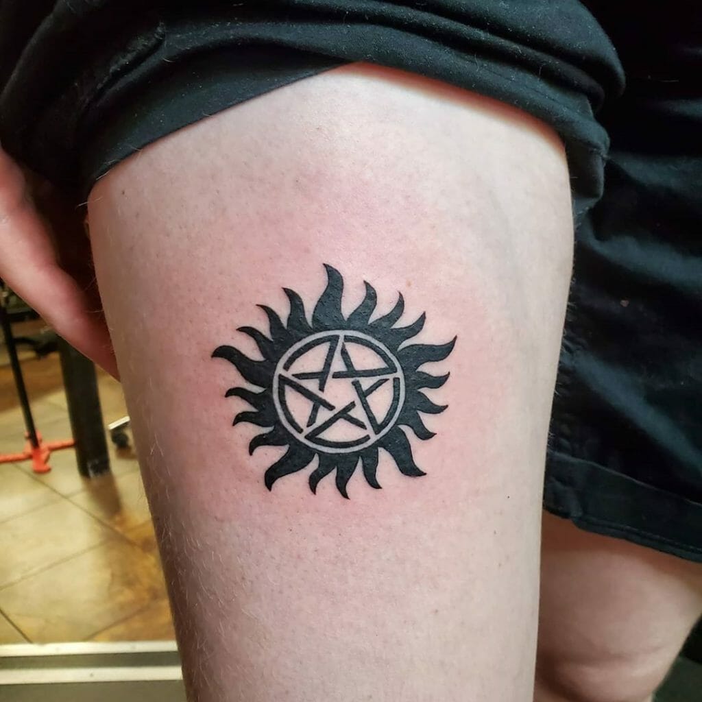 Leg Supernatural Possession Tattoo