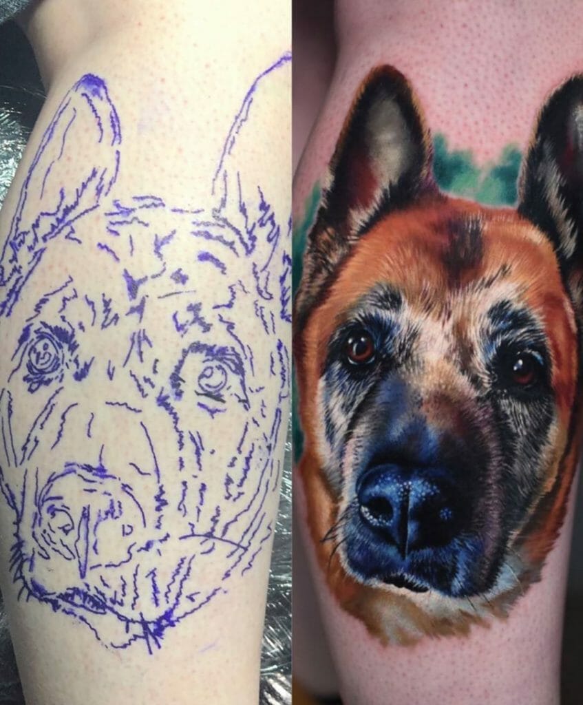 Lifelike Dog Stencil for Tattoo