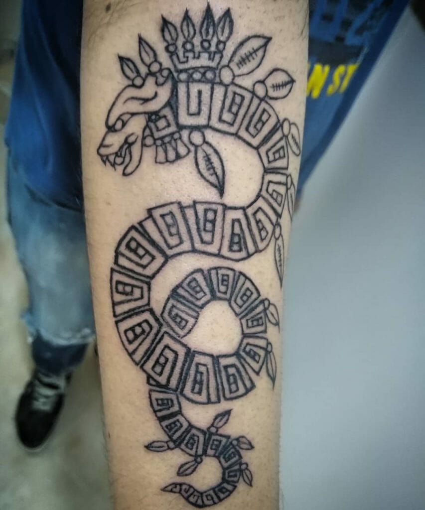 Line Aztec Quetzalcoatl Tattoo