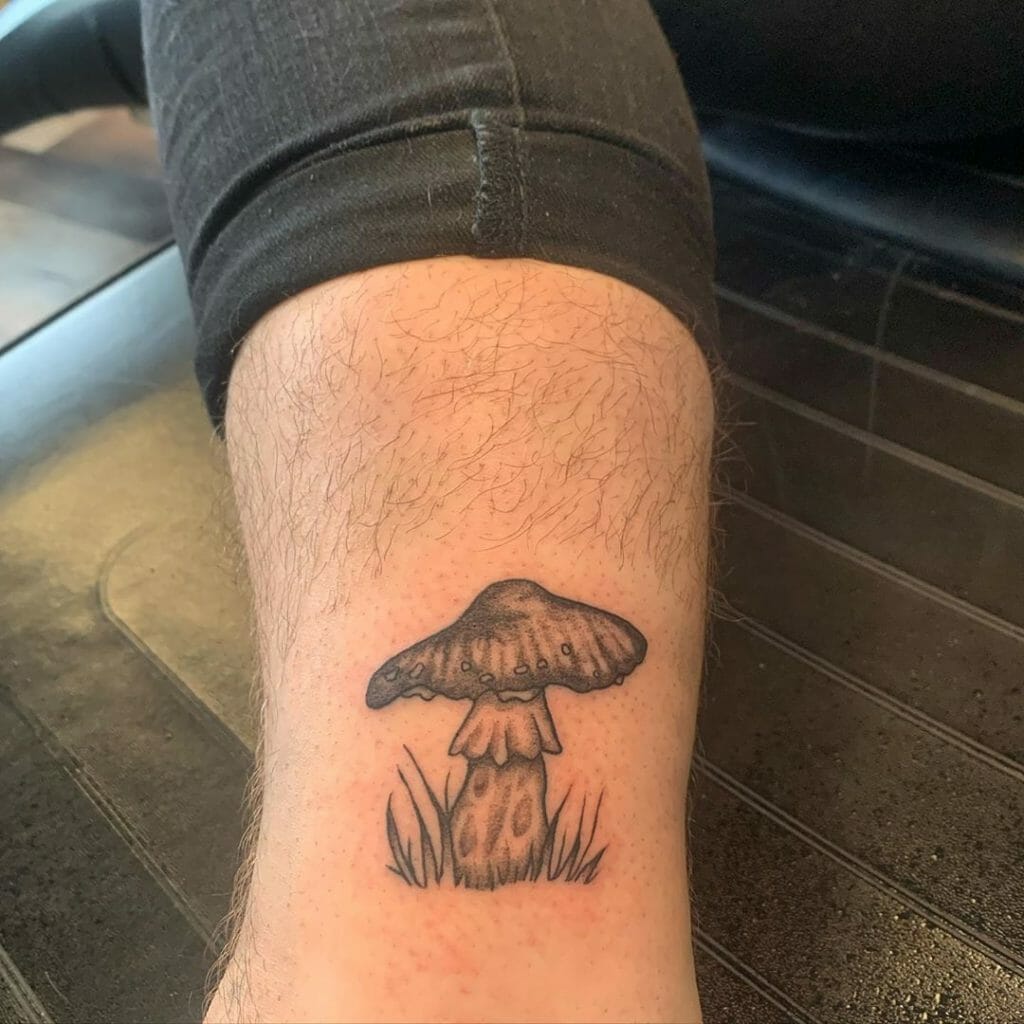 Monochrome Small Mushroom Tattoo Designs