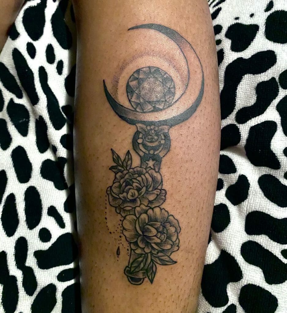 Moon Stick With Flowers Tattoo 5 Outsons