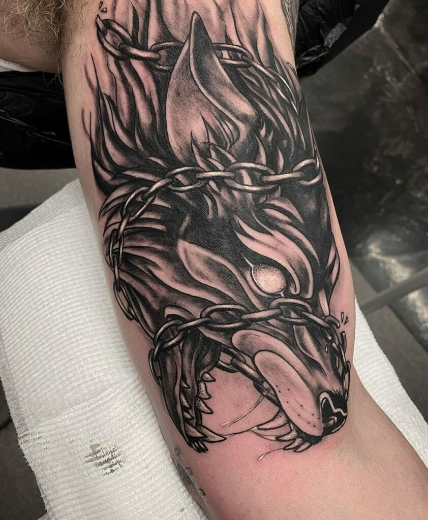 Nordic Wolf Tattoo Black Design