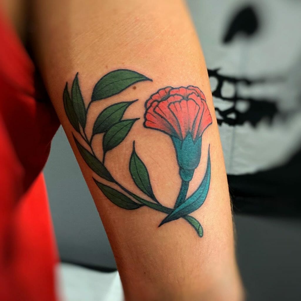Olive Branch and Carnation Tattoo