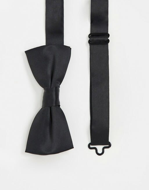Only & Sons satin bow tie in black