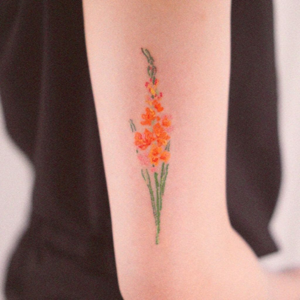 Painterly Tattoo Gladiolus Flower