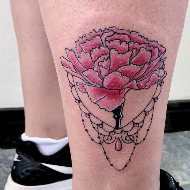 Pink Carnation Tattoo Necklace Design