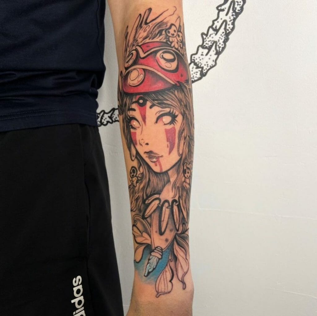 Princess Mononoke And Spirits Large Forearm Tattoo