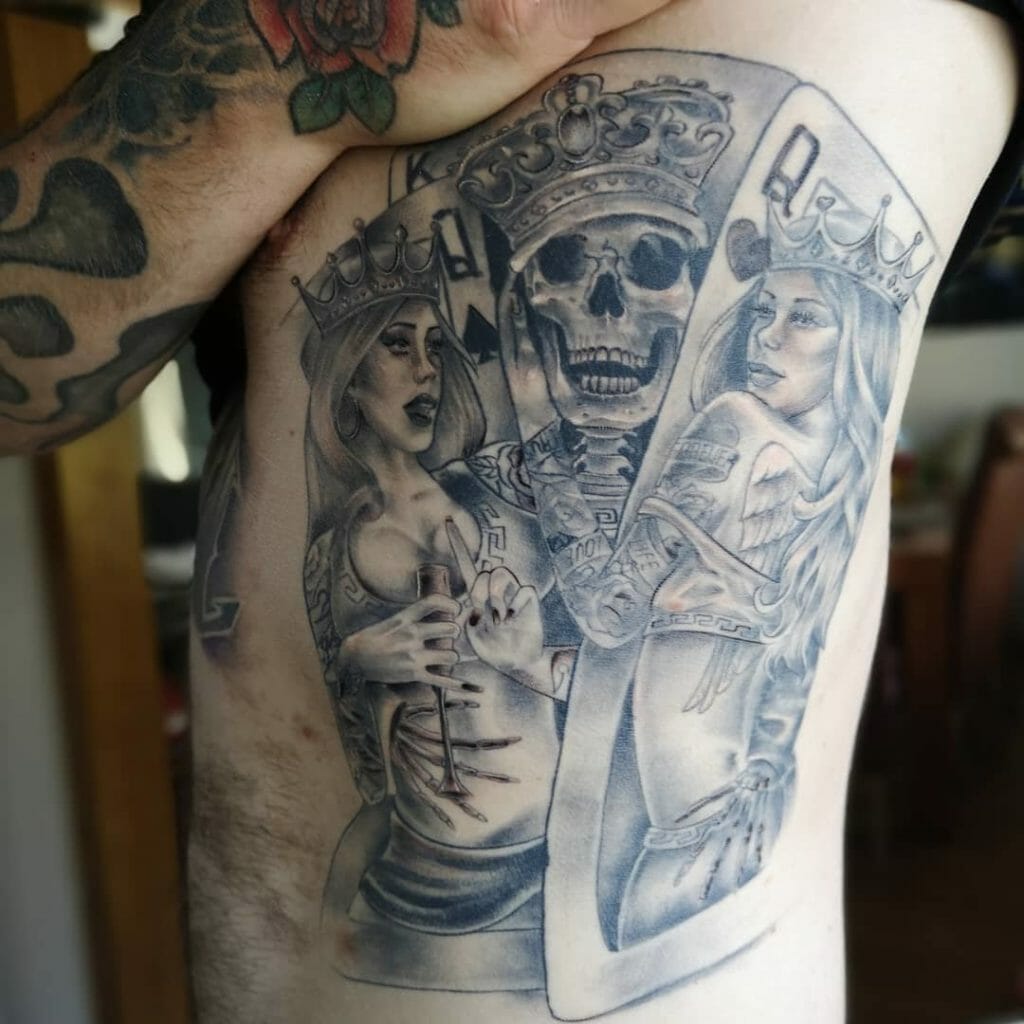 Queen of Spades Cards and Skeleton Tattoo
