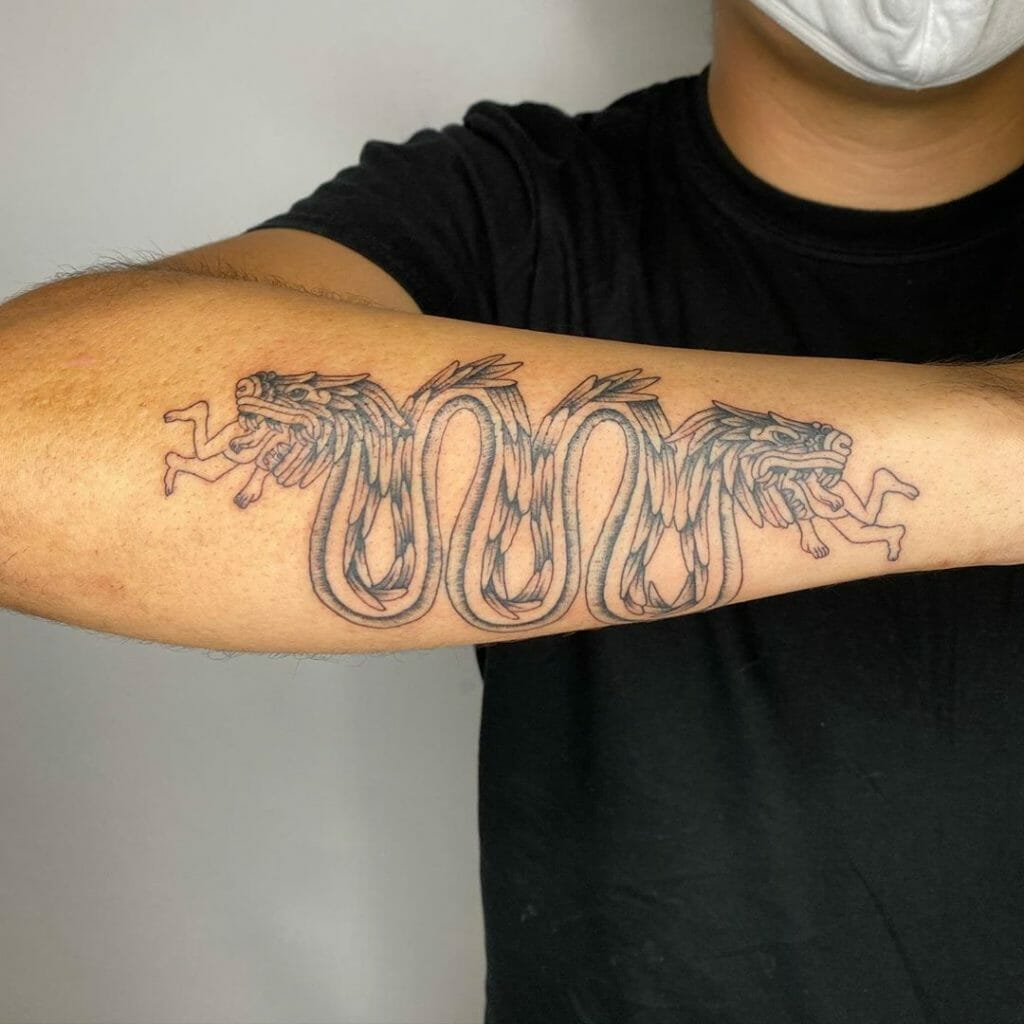 Quetzalcoatl Men Tattoo Designs With Two Heads