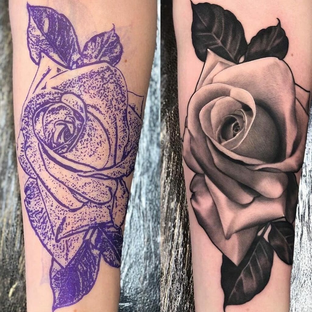 Realistic Rose Tattoo Stenciling
