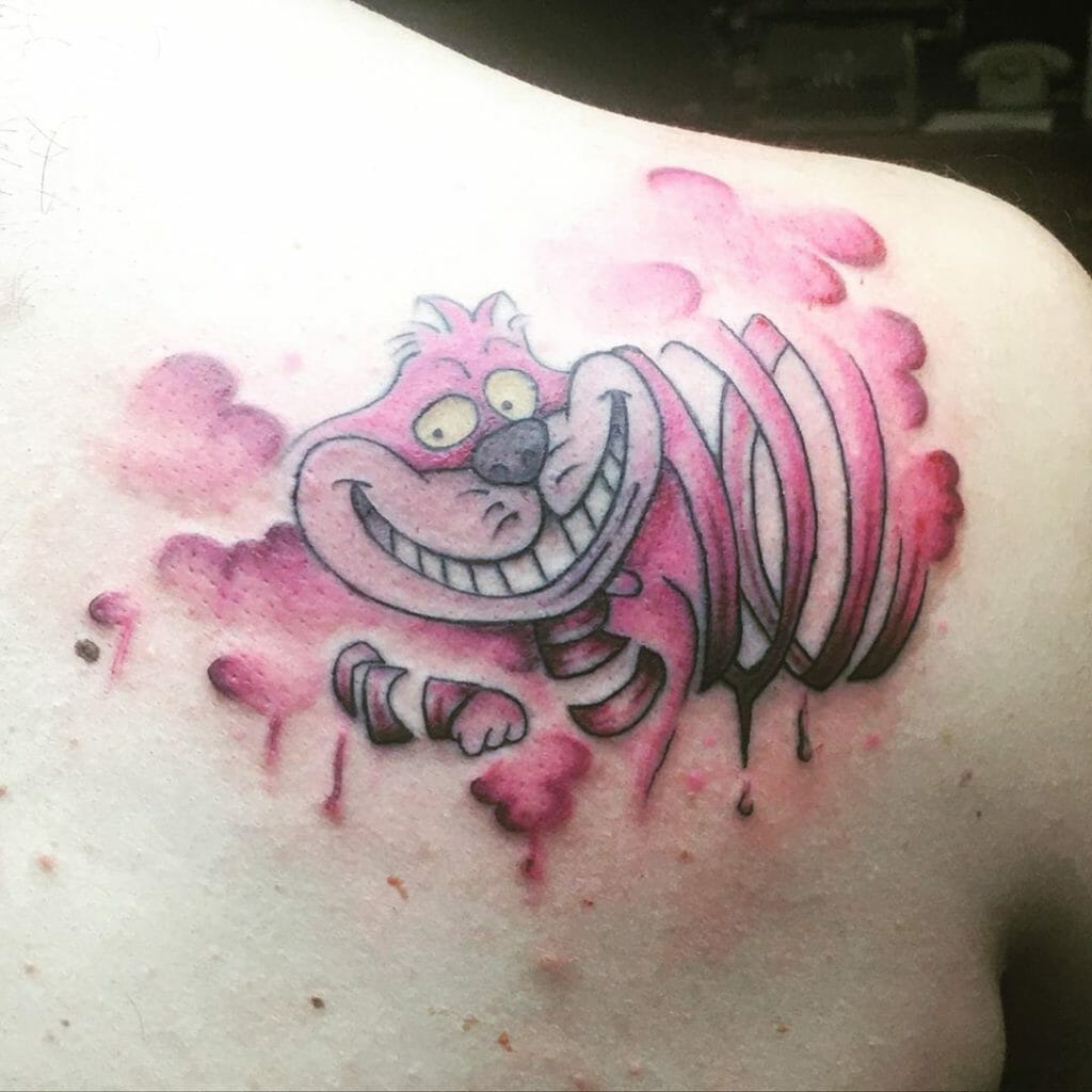 Red Cheshire Cat Tattoo