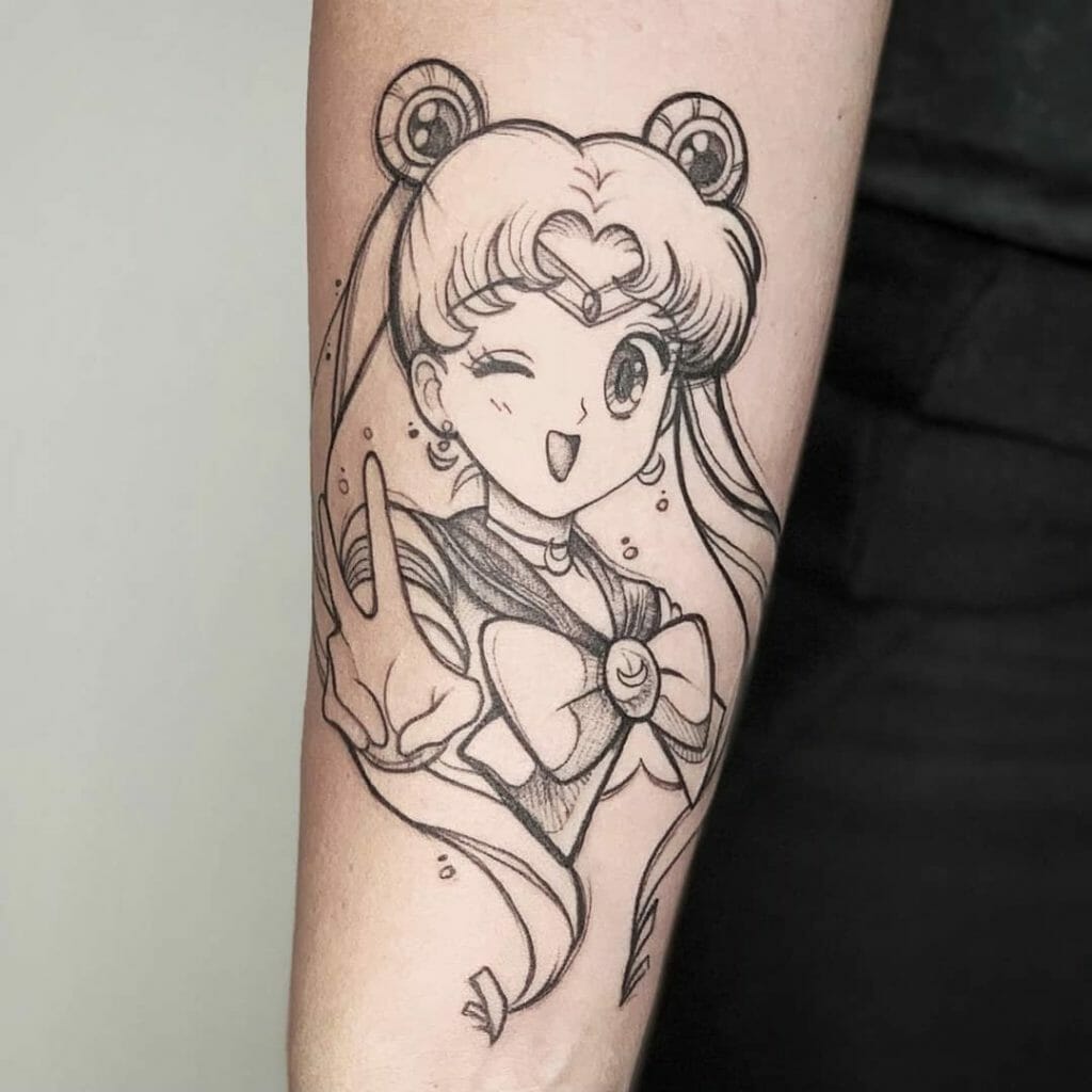 Sailor Moon Black Sketch Tattoo