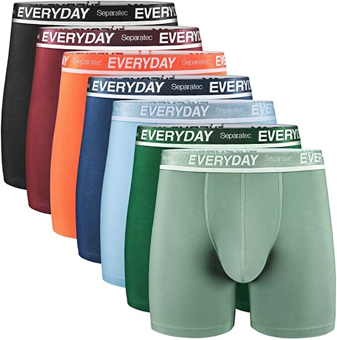 Separatec Men's 7 Pack Cotton Stretch Separated Pouch Colorful Boxer Briefs