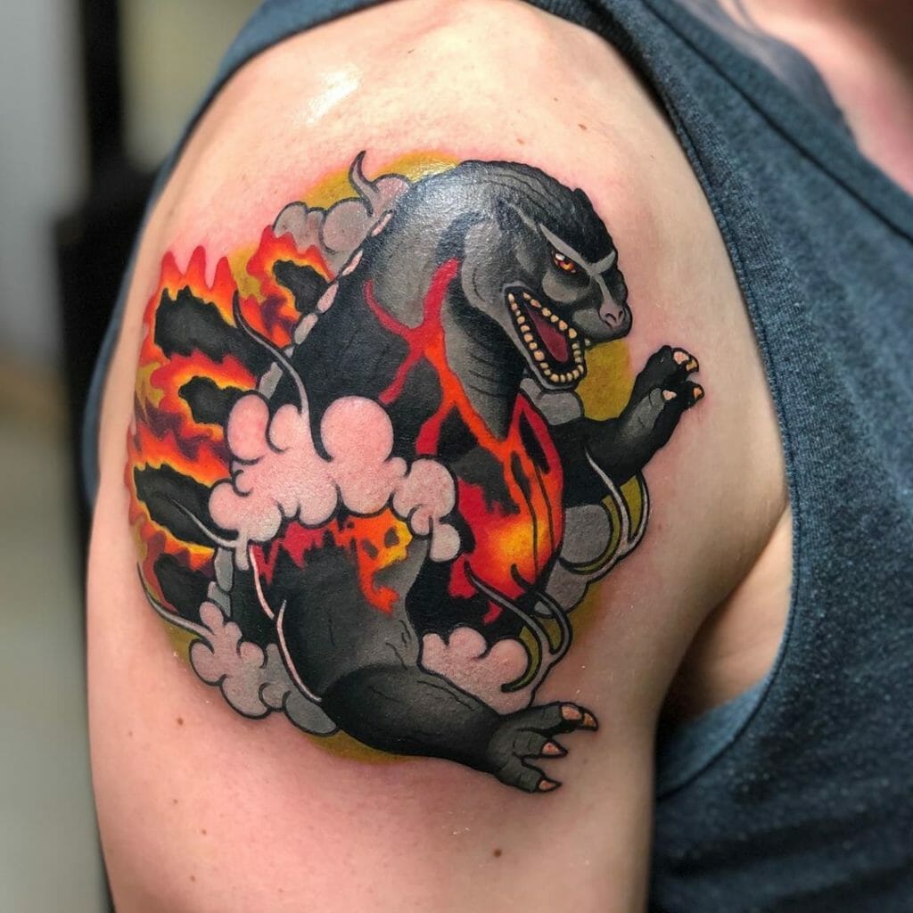 Shoulder Godzilla Tattoo