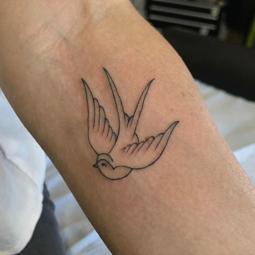 Small Bird Fine Line Tattoo