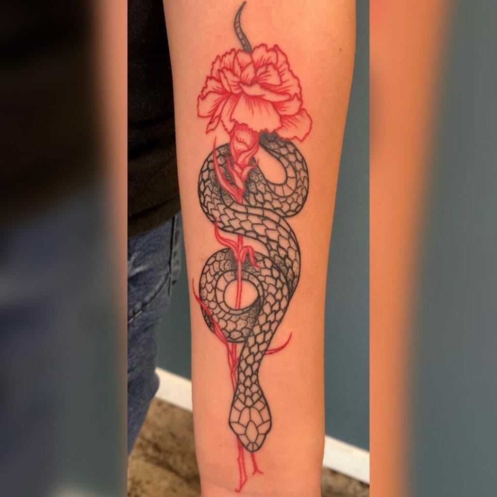 Snake and Carnation Tattoo