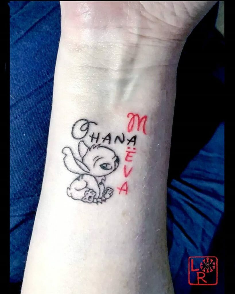 Stitch Ohana Name Tattoo