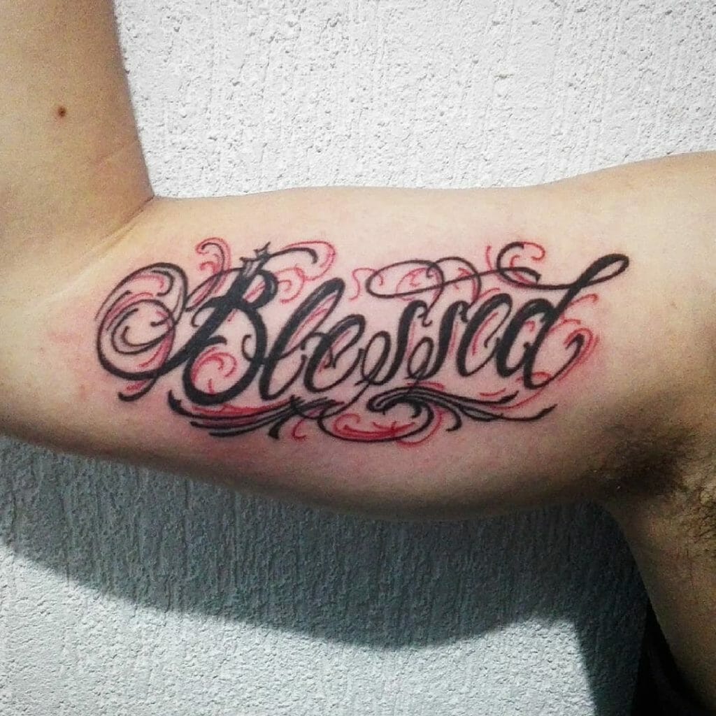 Tattoo Blessed Red And Black Ink