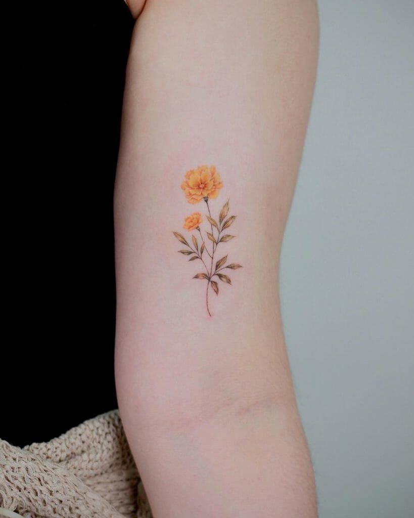Tiny Marigold Flower Tattoo Outsons