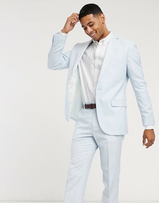 Topman slim fit suit in light blue